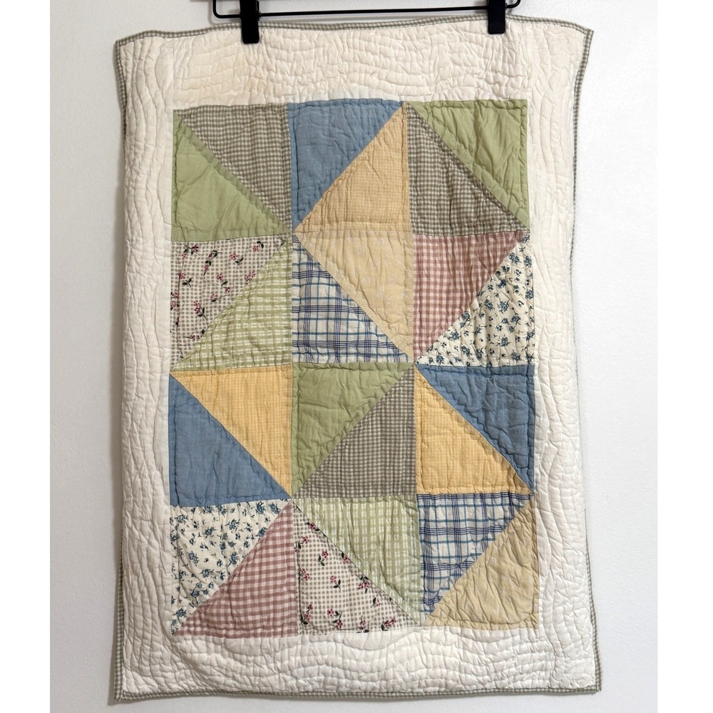 Pottery Barn (1) Standard Pillow Sham Quilted Patchwork Cotton Envelope Farm